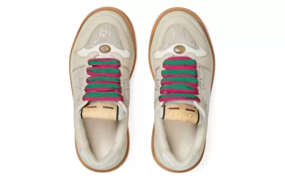 Gucci Double Screener Lace-Up Sneakers Beige