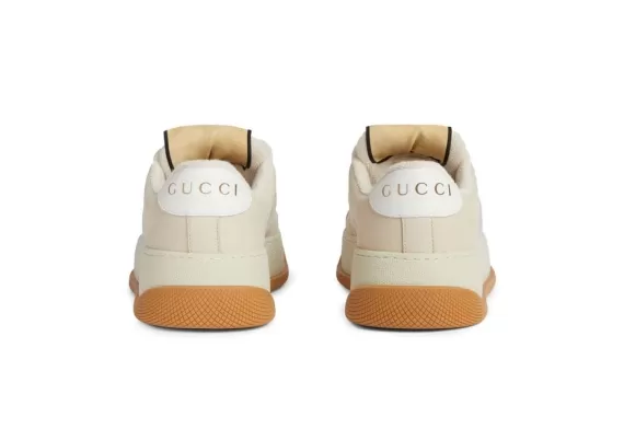 Gucci Double Screener Lace-Up Sneakers Beige