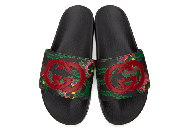 Be Stylish with Gucci Black Ken Scott Edition Print Slides for Women