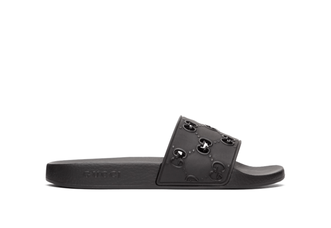 Get Gucci Black Rubber GG Slides for Men's Now on Sale!