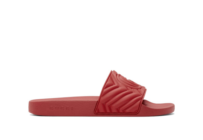 Get Gucci Red Quilted GG Pool Slides for Men's Sale!