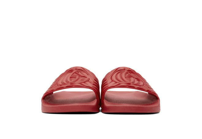 Sale on Gucci's Red Quilted GG Pool Slides for Men!