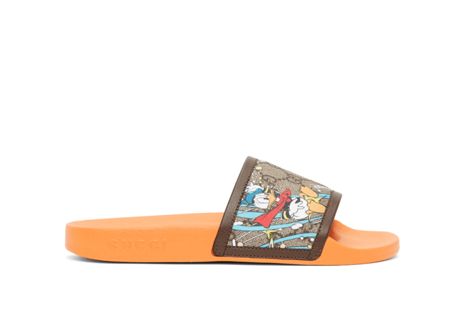 Shop Men's Orange Disney Edition GG Supreme Donald Duck Sandals