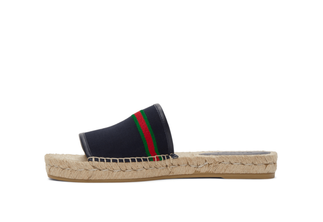 Gucci Navy Interlocking G Espadrille Slides