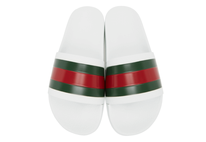 Men's Designer Shoes - Gucci White Pursuit Slides On Sale Now!