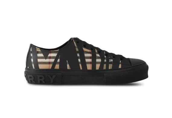 Burberry Sliced Check Cotton Sneakers - Black / Beige