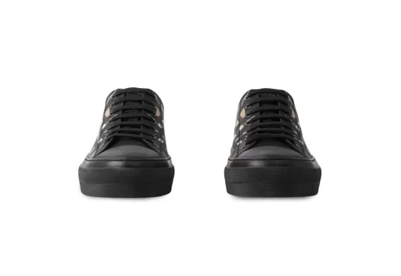 Burberry Sliced Check Cotton Sneakers - Black / Beige