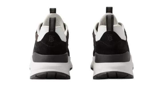 Check-print Mesh-detail Sneakers - Black