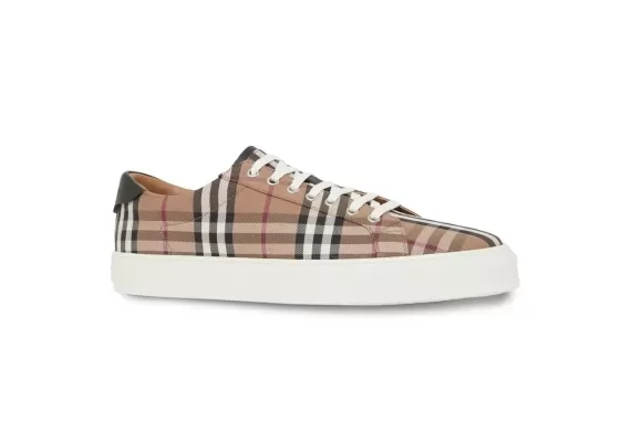 Vintage Check Leather-trim Sneakers