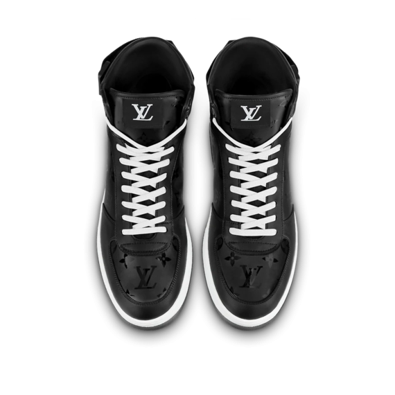 Fashion Designer Online Shop - Men's Louis Vuitton Rivoli Sneaker Boot - Black Calf Leather & Monogram Metallic Canvas - Get Discount!
