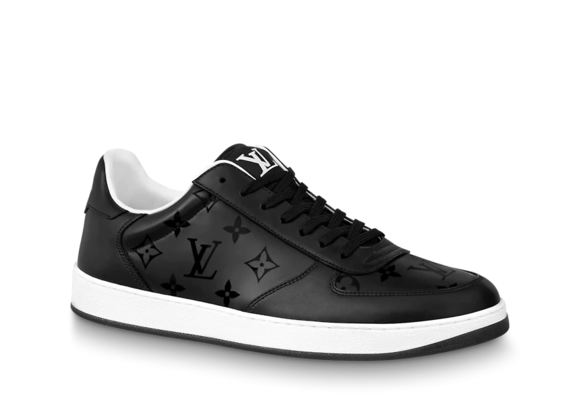 Men's Louis Vuitton Rivoli Sneaker - Black Monogram metallic canvas and calf leather - Get Sale Now!