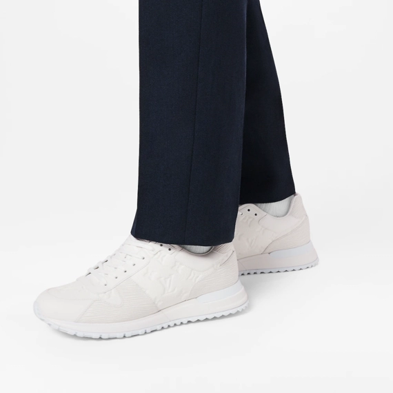 Shop Women's Luxury White Monogram-Embossed Grained Sneaker
