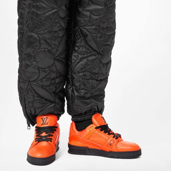Discounted Men's Louis Vuitton Trainer Sneaker - Orange Calf Leather