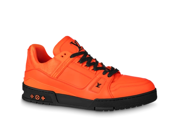 Men's Louis Vuitton Trainer Sneaker - Orange Calf Leather - Discount Shop