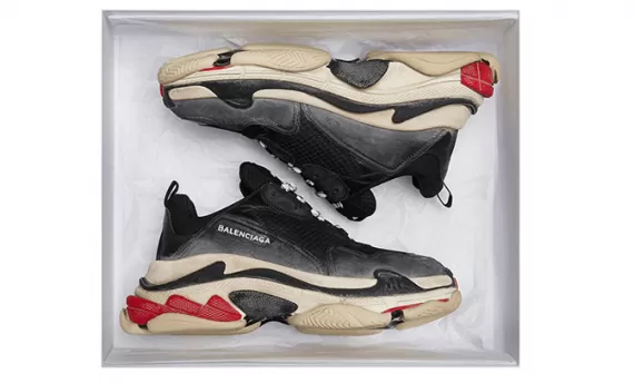 Women's Shoes - Balenciaga Triple S Trainers - Black/Red - Get It Now