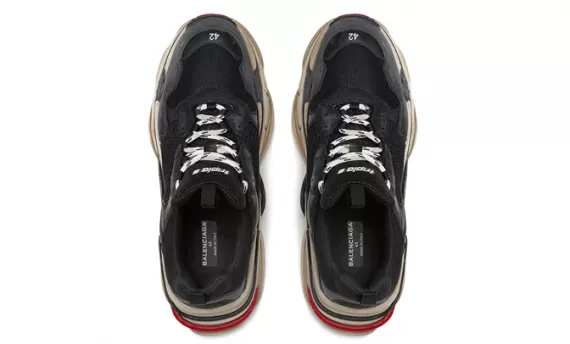 Women's Fashion - Balenciaga Triple S Trainers - Black/Red