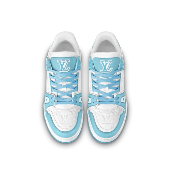 Stylish Men's Louis Vuitton Trainer Sneaker - Sky Blue Mix of Materials On Sale Now