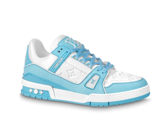 Men's Louis Vuitton Trainer Sneaker - Sky Blue Mix of Materials On Sale Now!